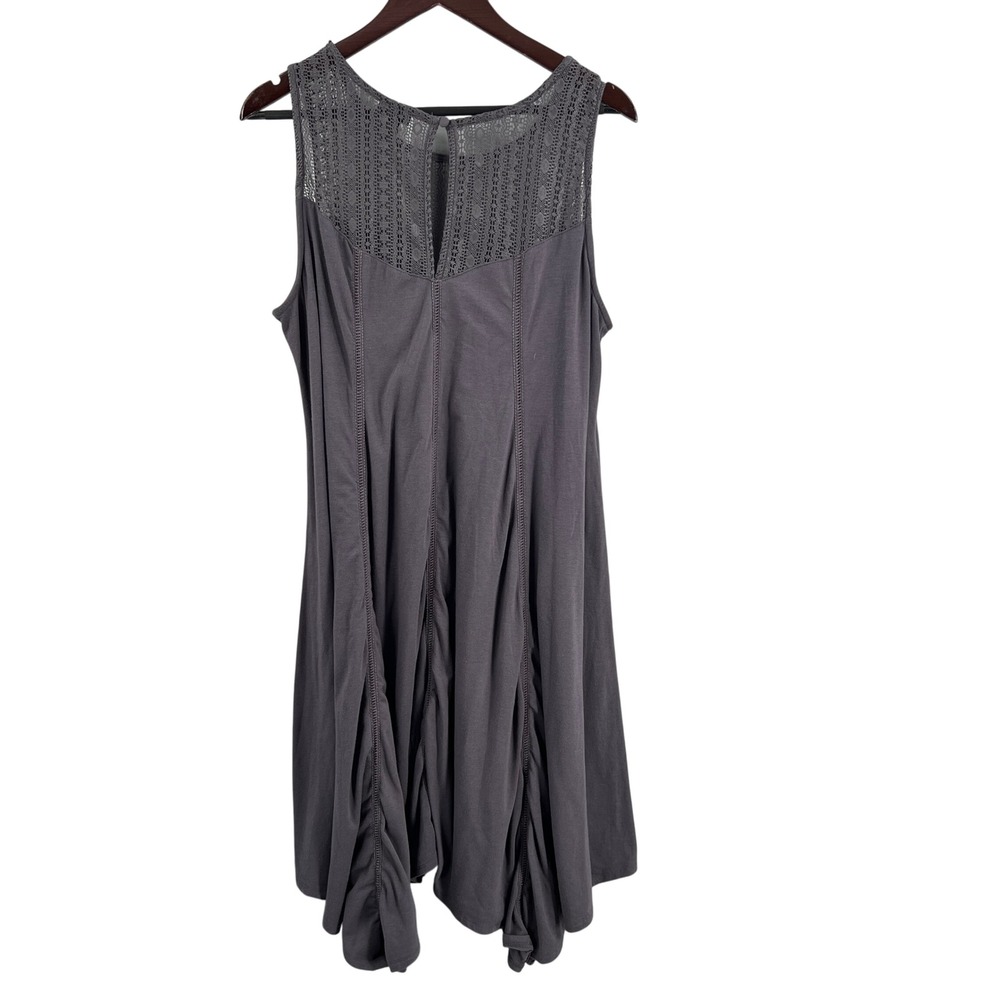 Torrid‎ Sleeveless Swing Dress 2X Gray Knit Fit Flare Lace Yoke Stretch - Picture 2 of 5